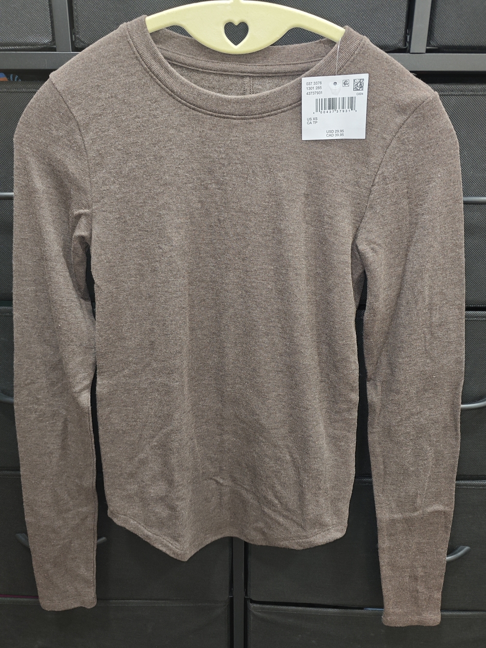 Soft Brown Long Sleeve Crewneck Top